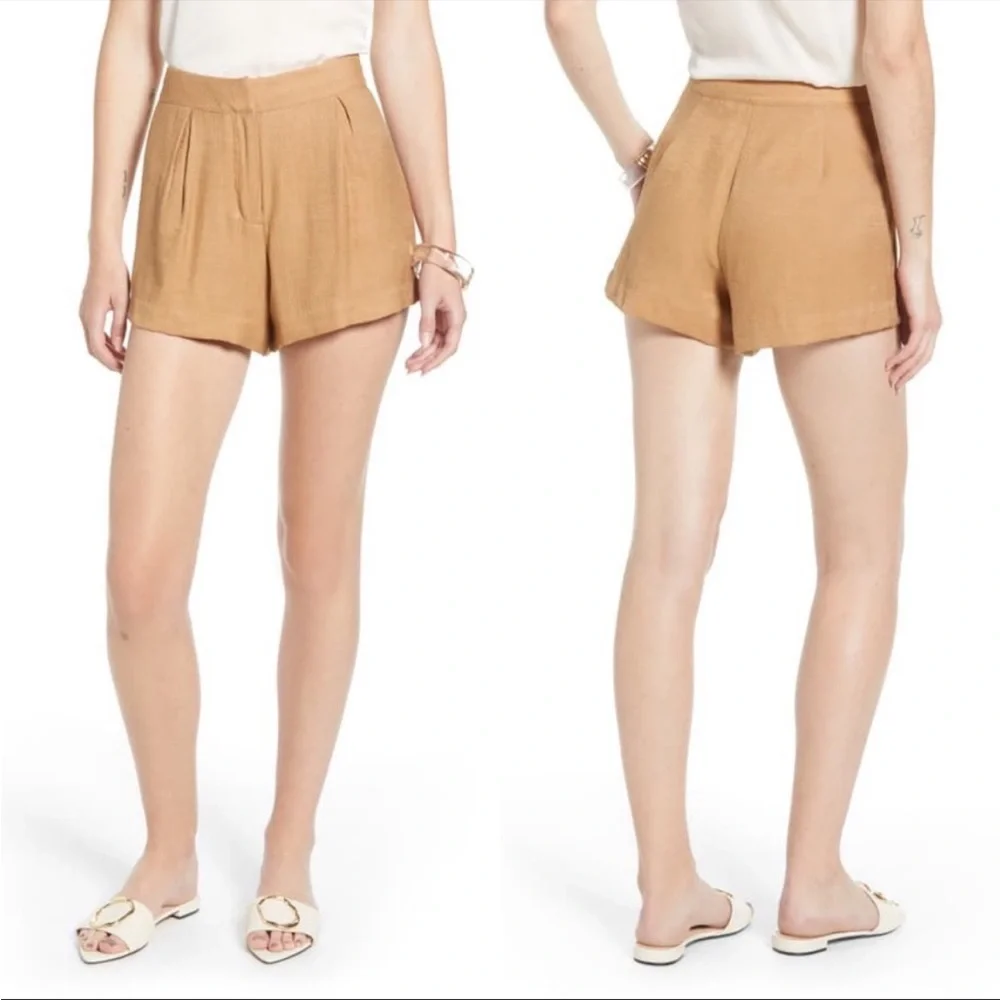 NWT Something Navy Drapey Shorts In Tan Praline‎ High Waist Tailored